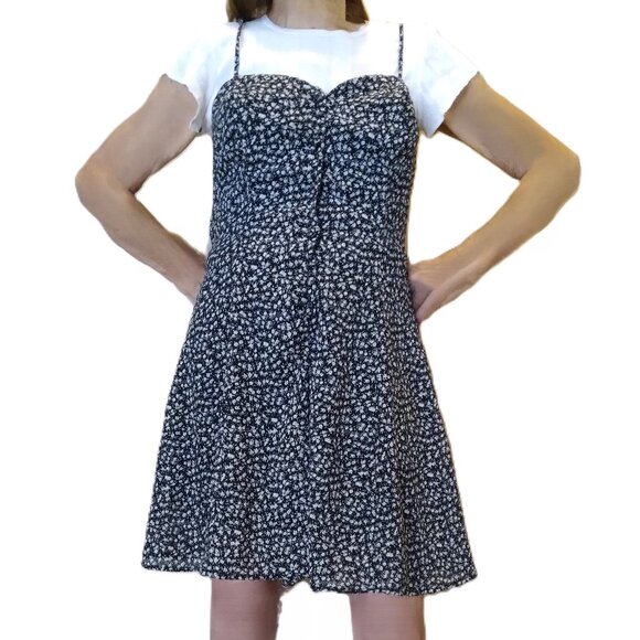 Rebecca by Suzan Dresses & Skirts - Black & White Floral Skort Dress/Romper - Vintage 1990s